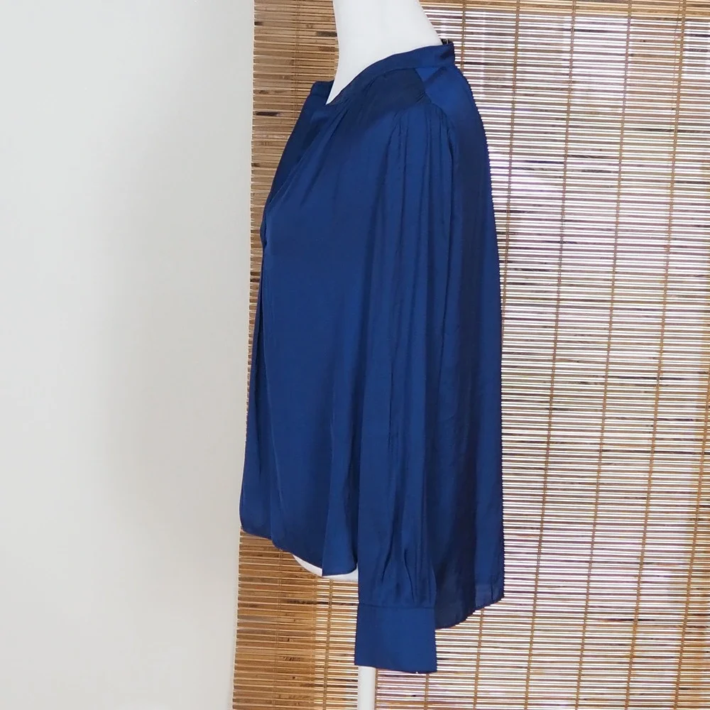 Zadig & Voltaire Tink Satin Blouse Women's Sz XS Royal Blue Long Sleeve Top - Picture 9 of 11